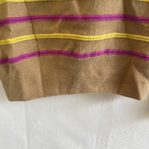 Banana Republic Striped 100% Cashmere Crew Neck Sweater Small Camel Brown - Picture 6 of 10